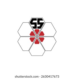 936 diamond shape alphabet letter pentagon geometric educational learning flower logo S S