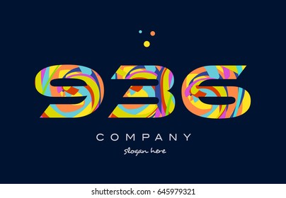 936 number digit numeral logo colored colorful rainbow acrylic modern creative vector icon design template