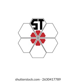 937 diamond shape alphabet letter pentagon geometric educational learning flower logo S T