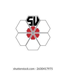 938 diamond shape alphabet letter pentagon geometric educational learning flower logo S U