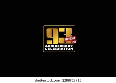 93rd, 93 years, 93 year anniversary celebration rectangular abstract style logotype. anniversary with gold color isolated on black background, vector design for celebration vector