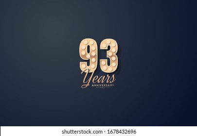 93rd anniversary background with black background illustrations and gold figures.