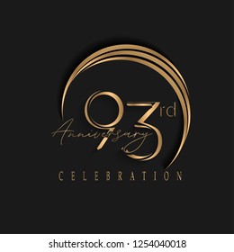 93rd anniversary, design templates vector and illustrations with golden color and dark background