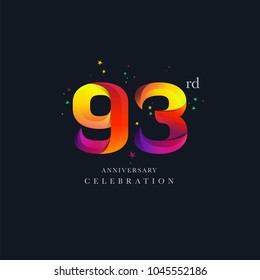 93rd Anniversary Logo Design, Number or Digit 93 Icon Vector Template.