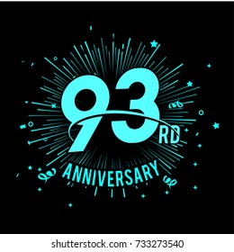 93rd anniversary logo with firework background. glow in the dark design concept