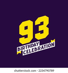 93rd Birthday Celebration vector design,  93 years birthday