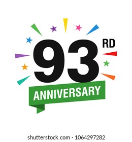 93rd Years Anniversary Logo Design Vector. Modern Illustration