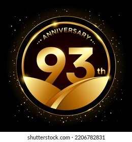 93th anniversary, Golden anniversary template design. Logo vector illustration