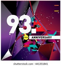 93th anniversary logo with colorful badge and frame. 