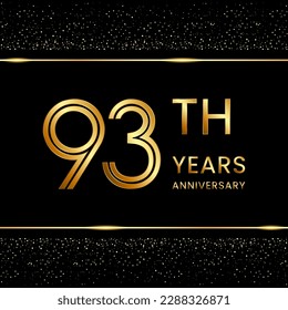 93th anniversary logo design with double line concept. Line Art style. Golden number logo. Vector Template Illustration