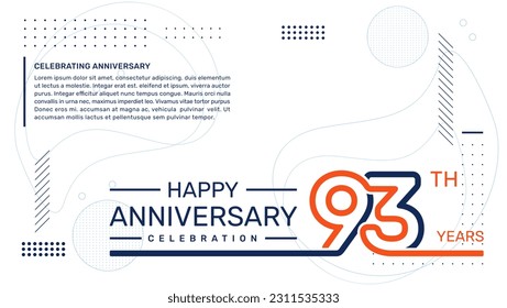 93th anniversary template design with abstract background, vector template