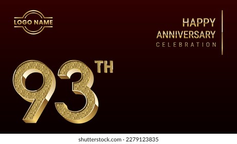 93th Anniversary template design concept with golden number. Vector Template