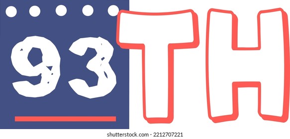 93.ª ilustración de arte vectorial contando números ordinales con fuente fantástica y color rojo azul, hojas de cálculo - hojas de cálculo de número de secuencia de coincidencia para preescolares 