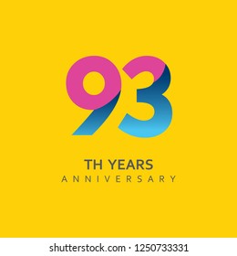 93th Year Anniversary Vector Template Design Illustration.