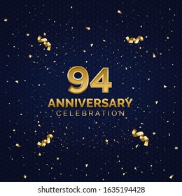 94 anniversary celebration with blue hexagon background.