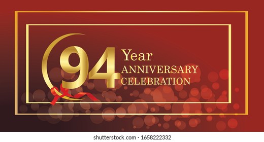 Plantilla vectorial de logotipo de 94 años. Diseño para banner, tarjetas de felicitación o impresión.