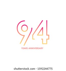 94 anniversary logotype with gradient colors for celebration purpose and special moment