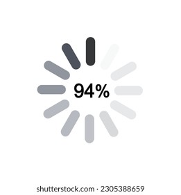 94% Circle percent diagram. 94% Percentage pie chart. Progress infographic. Business info graphic design. Vector illustration. svg