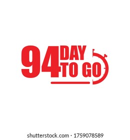 94 days to go label,sign,button. Vector stock illustration