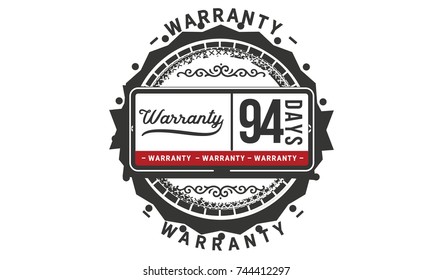 94 days warranty icon vintage rubber stamp guarantee