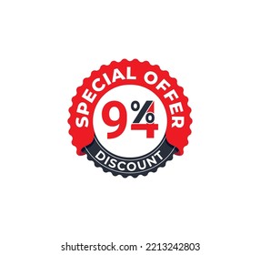 94% Discount Coupon. Sale tags set vector badges template. Sale offer price sign. Special offer symbol. Discount promotion. Discount badge Stamp shape. Vector illustration design