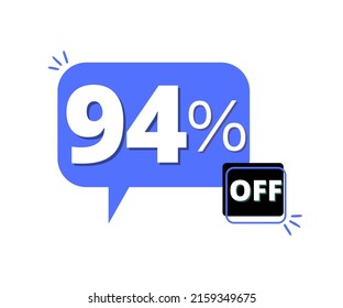 94% discount off with blue 3D thought bubble design 