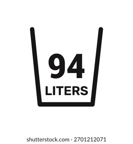 94 litros Icon Vector líquido Vector de medida Fondo blanco
