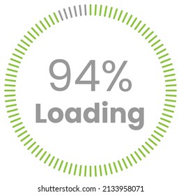 94% Loading. 94% circle diagrams Infographics vector, 94 Percentage ready to use for web design ux-ui svg
