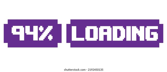 94% Loading vector art illustration percentage counter sign label with fantastic font and purple white color svg