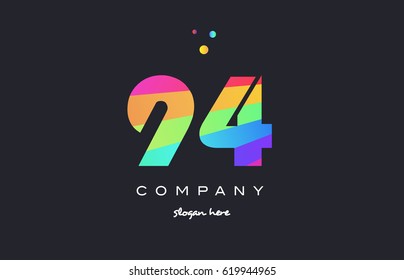 94 ninety four creative color green orange blue magenta pink number digit company logo vector icon spectrum