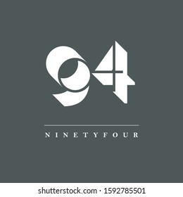 94 number logo shadow letter design template