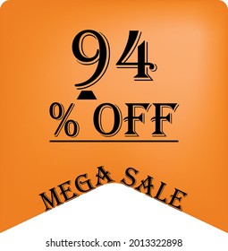 94% de descuento en un globo naranja para mega ofertas. Superventa, texto negro
