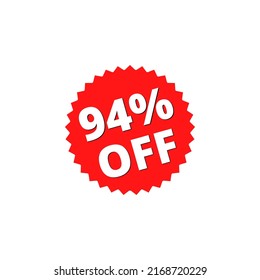 94% off Red Figurine Design in Vector Illustration discount label	
