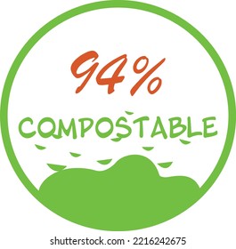 94% percentage compostable circular vector art illustration with simple and vivid expression in earth and natural colors