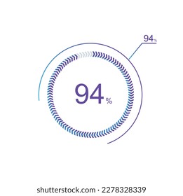 94% percentage infographic circle icons, 94 percents pie chart infographic elements for Illustration, business, web design. svg