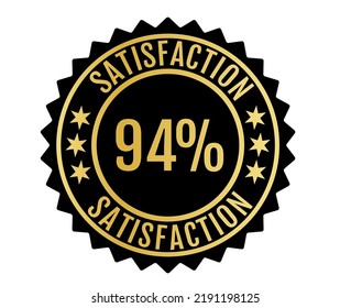 94% Satisfaction Sign Vector transparent background Gold Color