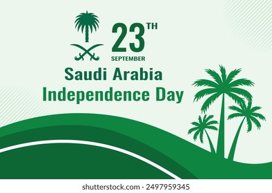 94 Saudi National Day. 23rd September. Arabic Text: Our National Day. Kingdom of Saudi Arabia. Vector Illustration