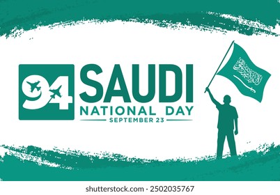 94 Saudi National Day. 23rd September. Arabic Text: Our National Day. Kingdom of Saudi Arabia. Vector Illustration.