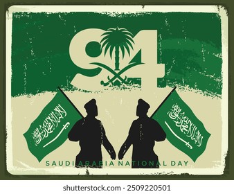 94 Dia Nacional da Arábia Saudita. 23 de setembro. Tradução De Texto Árabe: Dia Nacional Da Arábia Saudita. Reino da Arábia Saudita Ilustração de vetor.