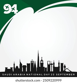 94 Saudi National Day. 23rd September. Arabic Text Translation: Our Saudi Arabia National Day. Kingdom of Saudi Arabia. Vector Illustration.