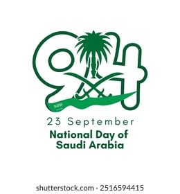 94 Saudi National Day. 23rd September. Kingdom of Saudi Arabia. Vector Illustration.