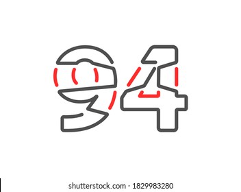 94 vector number. Modern trendy, creative style line design. For logo, brand label, design elements, corporate identity, application etc. Isolated vector illustration          