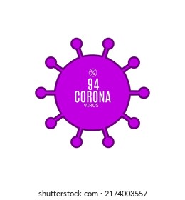 94% vector sign symbol in the form of virus illustration, corona outbreak diagnosis stamp, isolated on white background