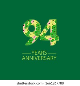 94 Year Anniversary Celebration Vector Template Design Illustration