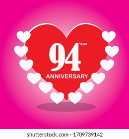 94 year anniversary, vector design with love for celebrations, invitation cards and greeting cards