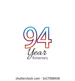 94 Year Anniversary Vector Template Design Illustration.