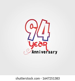 94 Year Anniversary Vector Template Design Illustration