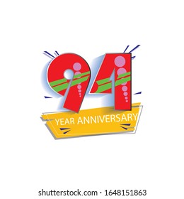 94 Year Anniversary Vector Template Design Illustration