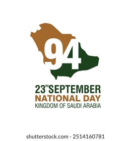 94 Anos - Dia Nacional da Arábia Saudita. 23 de setembro. Design do banner. Ilustração de vetor.	