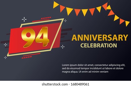 94 years anniversary celebration logo vector template design